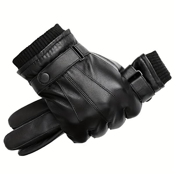 1 Par/2 Par PU Læder Handsker, Efterår Vinter Varme Touch Screen Fuld Finger Sorte Handsker, Ideelt Valg Til Gaver db Black
