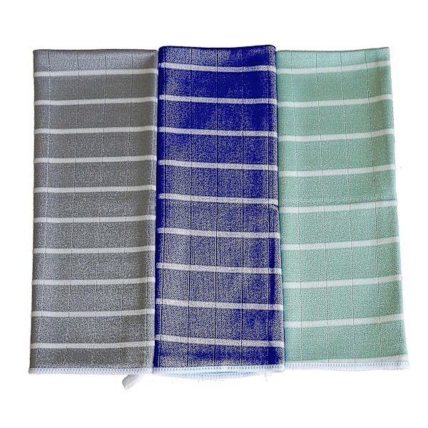 Set med 8 Bambu- och Mikrofiber Diskhanddukar, Luddfritt Köksdukar, Rengöringsdukar 65x45cm, Grå [db]