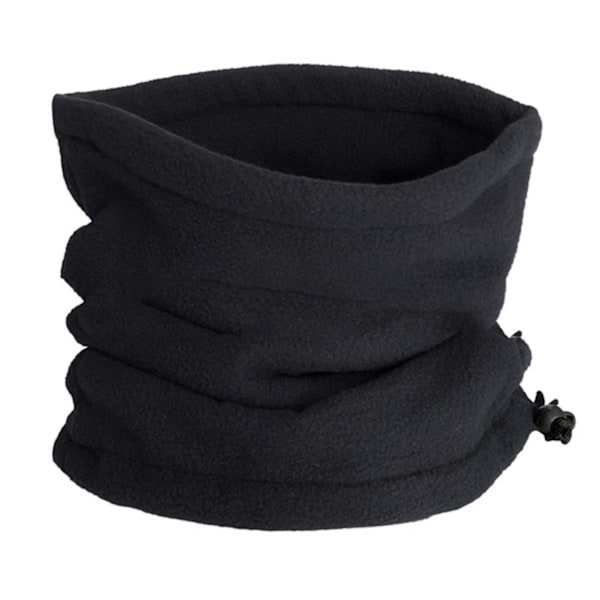 Unisex Vinter Utomhus Solid Färg Mjuk Tjock Fleece Halsvärmare Gaiter Cover Hat DB Black
