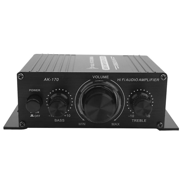 12V Mini Audio Power Bilförstärkare Digital Audio Receiver AMP Dubbel Kanal 20W+20W Bas Diskant Volym DB Black