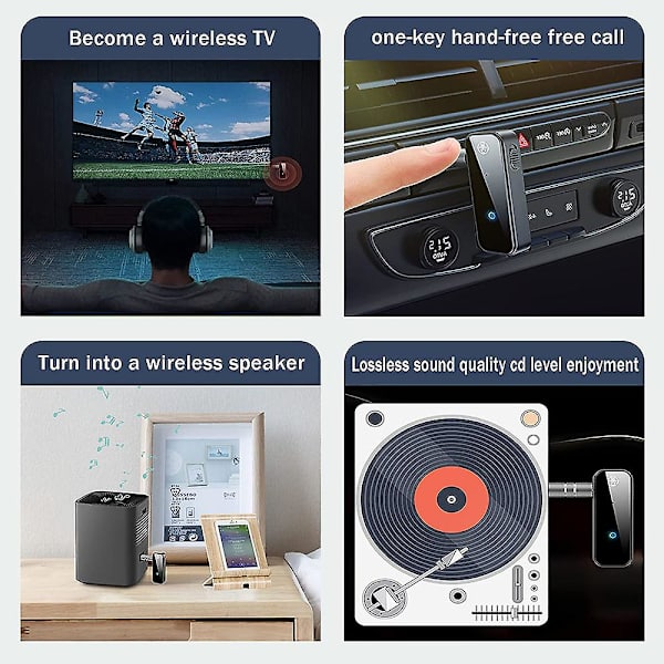 Bluetooth 5.0-mottagare för bilbrusreducering Bluetooth Aux-adapter Handsfree-samtal Musik-mottagare[DB]