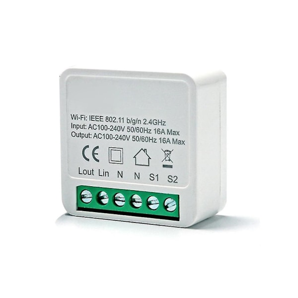 Smart Switch Wifi Lyskontakt Afbrydermodul Bluetooth Trådløs Fjernbetjening, 1/2 Vejs 16a db