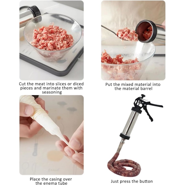 Jerky maker pistol med 4 dyser i rustfritt stål [DB]