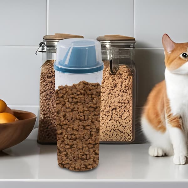 Hundemadskål – Stor gennemsigtig dispenser (1500 ml) – Foderbeholder (DB)