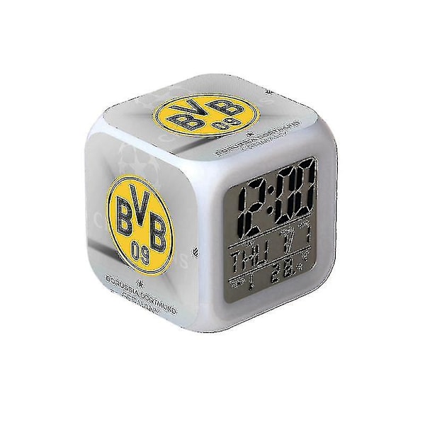 Led-digitaalinen herätyskello värikkäillä valoilla, digitaalinen herätyskello jalkapallo 1kpl keltainen  [dB}