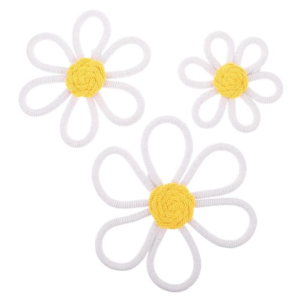 Boho Daisy Blomst Vægkunst Bomuld Makrame Ophæng til Værelse 3 Stk Dekorativt Sæt[DB]