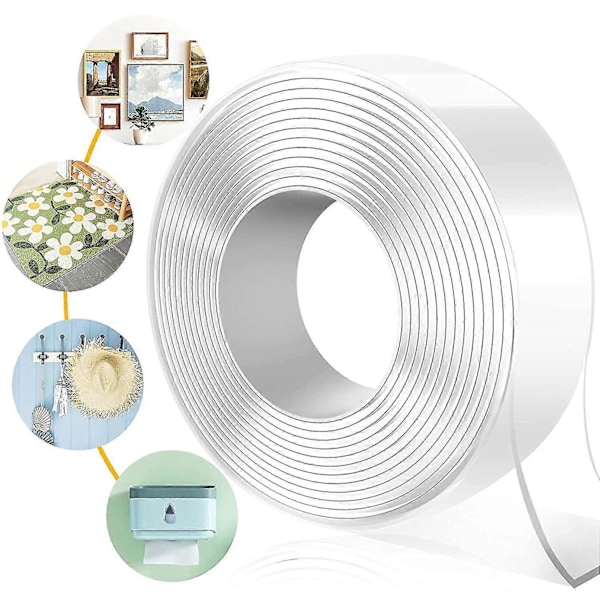 Dobbeltsidet Klæbende Tape Ekstra Stærk, 10m Nano Tape Sporløs Vaskbar Klæbende Tape, Genanvendelige Klæbebånd, Transparent Klæbende Tape Wat [DB] 2cm