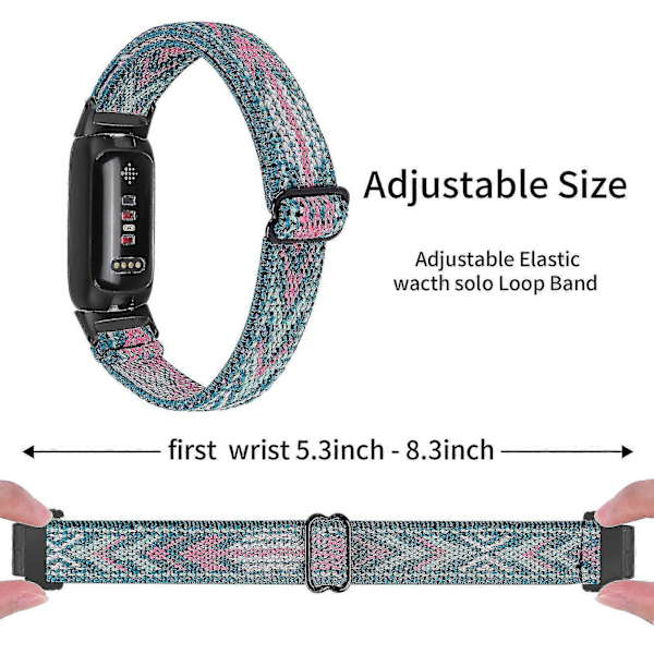 DB Fitbit Inspire 3 Nailonrannekkeet Joustava Punottu Solo Loop Urheilukellon Ranneke Mustalla Liittimellä - 4# 37