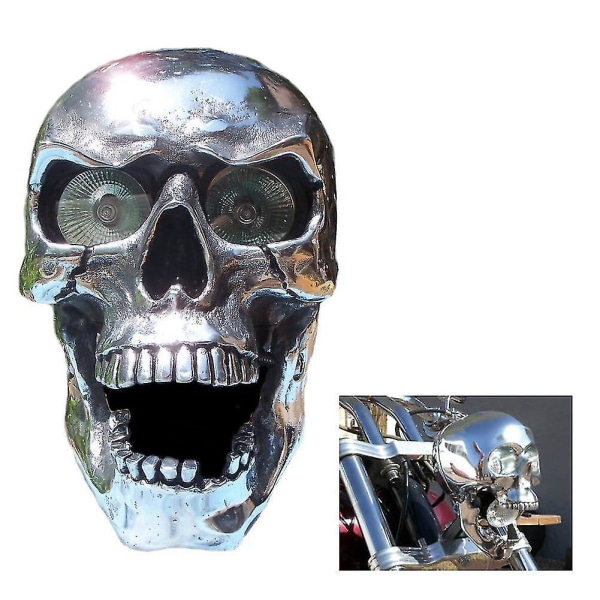 Rl Fashion Halloween Led Motorsykkel Harpiks Skull Headlight Motorsykkel Fjernlys lampe For Halloween Skull Head Decoration
