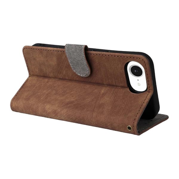 For iPhone 16e Etui Wallet RFID-blokering PU Læder Cover Visningsstativ - Grøn [DB] Multicolor Brown