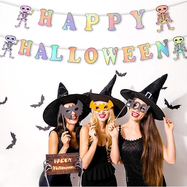 Rl Halloween Dekorativ Dra Flagga Papper Färgglad Halloween Brev Dra Blomma