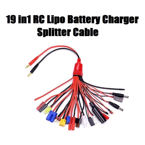 19 In1 Rc Lipo Batteriladdare Splitter Kabel Adapter 4mm Banan Plug To For Jst Futaba Xt60 Ec3 Ec