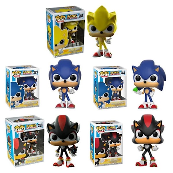 Nya Super Sonics Vinylleksaker med ring #283 Emerald #284 Shadow #285 Samlarobjekt Actionfigur Modell för barn Present Db 283 with box