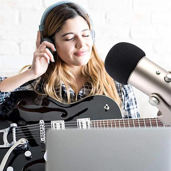 Håndholdt scenemikrofon vindskjerm skum mikrofondeksel for Blue Yeti/ Yeti Pro db Black