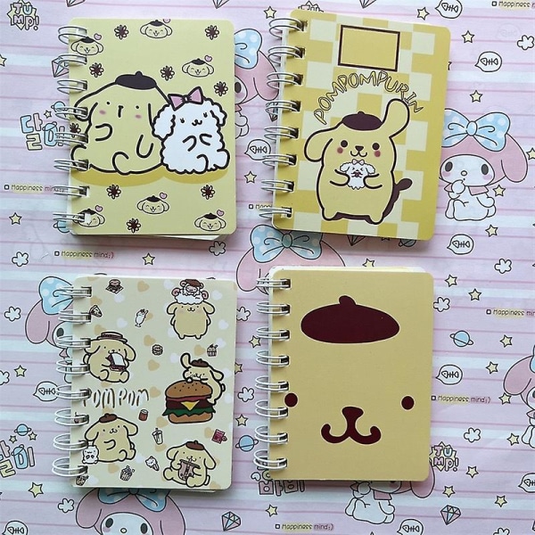 4st/ set Kawaii Mini Notepad Sanrio Kuromi My Melody Cinnamoroll Cartoon Portable Creative Pocket Coil Dagbok Present för tjejer [DB] 4pcs-set 1