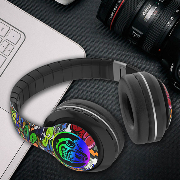 Hodemontert Bluetooth-headset Trådløst Bluetooth-headset Graffiti Live-headset [DB] B