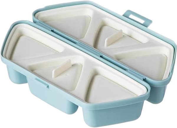 Sushiform, 6-håls non-stick köksredskap, triangulär risbollsform, hållbar bärbar stil, för hem, skola, kontor, picknick, camping, Tr[DB] Sky Blue