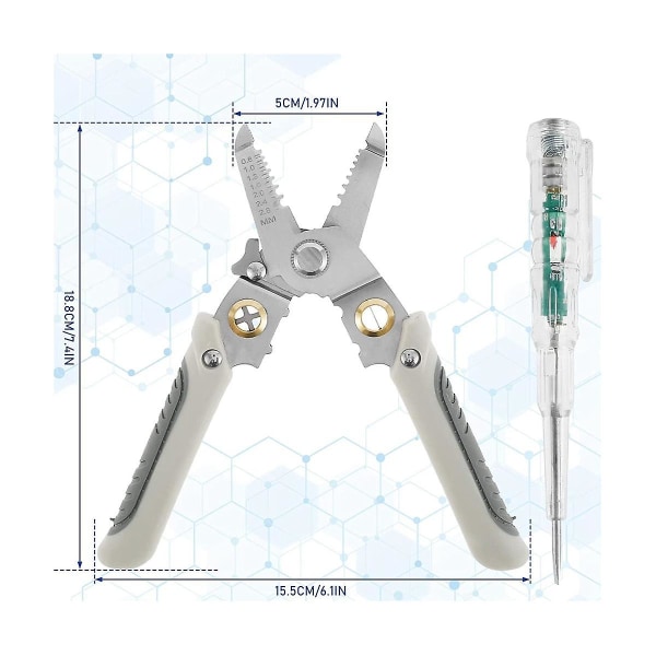 Multifunktionel trådtangsværktøj, 6-i-1 trådafbrydere, trådspaltningstænger med en elektrisk testerpen-skruetrækker A