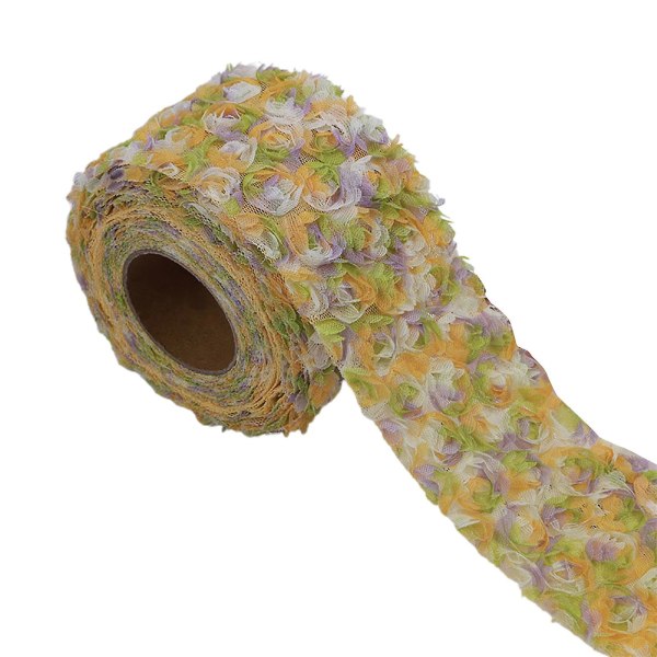 Ompelunauha 3 D ruusu yksivärinen lahjapaperi koriste tee itse nauha hääkoristelu Jikaix Yellow