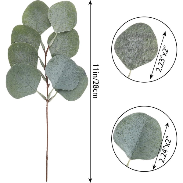 Falska eukalyptusbladstjälkar - 24st, artificiell silverdollareukalyptus för buketter