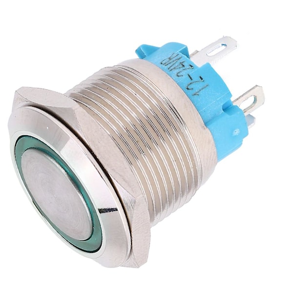2 kpl 19 mm vihreä LED-itselukkoituva metallipainonappi, 12-24VDC, 1NO, 4-napainen