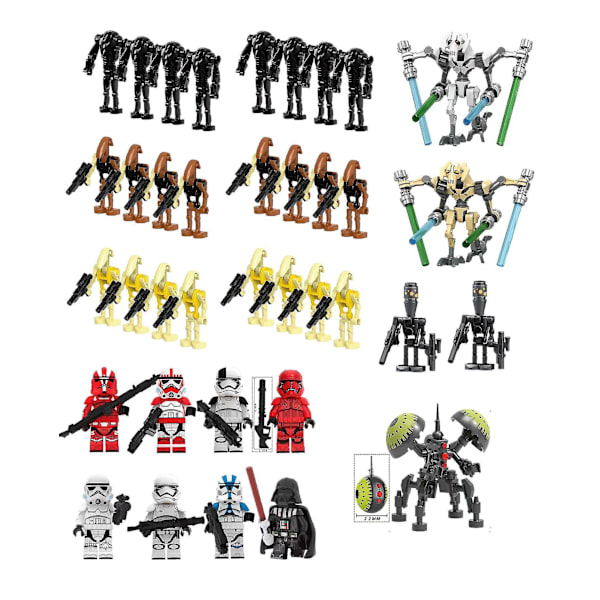 Star Wars Battle Droids Byggklossar Set Mini Actionfigurer Dockor Minifigurer Leksaker Skrivbordsdekoration För Fans Db 37Pieces