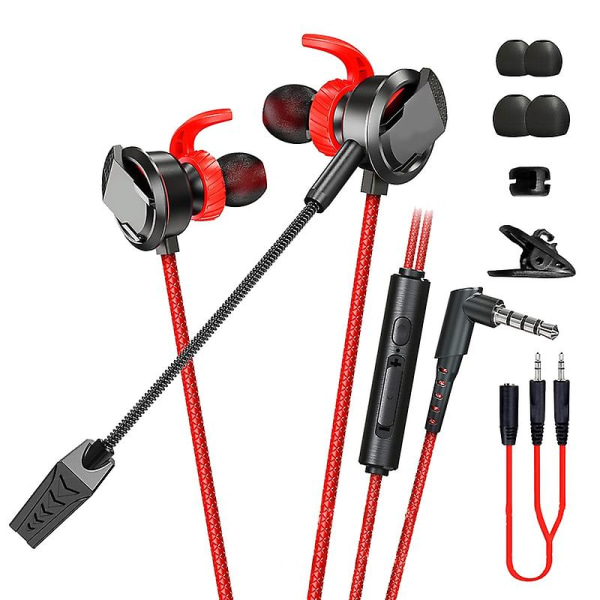 Rx3 kablet øretelefon dynamisk følsom dobbelt mikrofon 3,5 mm Hifi in-ear øreprop til opkald Jikaix Red