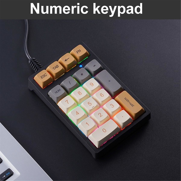 21 Key Wired Mechanical Numeric Keypad With Rgb Lights Blue Switch Suitable For Finance, Business,