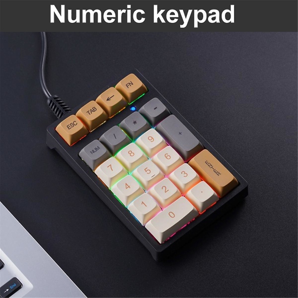 21-tasters kablet mekanisk numerisk tastatur med RGB-lys Blå switch Velegnet til finans, erhverv,