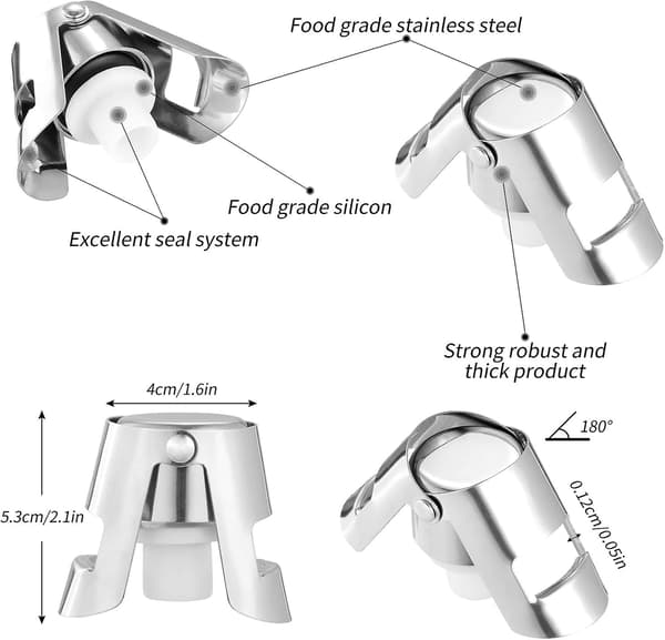 Champagne Stopper 2-pack - Rostfritt Stål Vinsaver