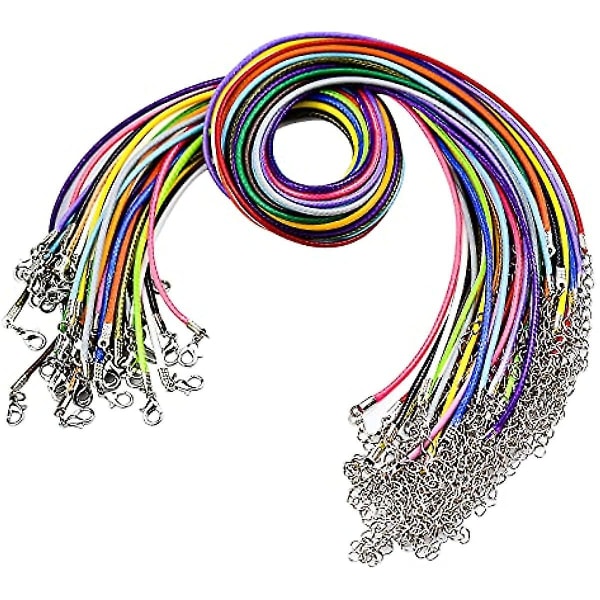 50 st Halsbandssnöre med Lås 2mm Vaxade Halsbandssnöre för Julhalsband DIY Armband Smyckestillverkning Blandade Färger [DB]