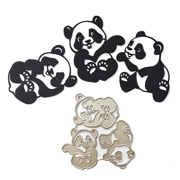 Djurmönster Panda Metallstansar DIY Hantverk Kolstål Präglade Mallar Schabloner Scrapbooking För Kortstansning Form