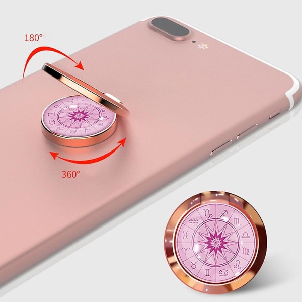 Bärbar metall universell zodiak finger ring hållare montering fäste för mobiltelefon Jikaix Pink
