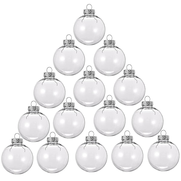15 kpl Pyöreitä Läpinäkyviä Joulupalloja Täytettäviä DIY Joulukuusen Palloja Muovista Joulupallo-haoyi db silver