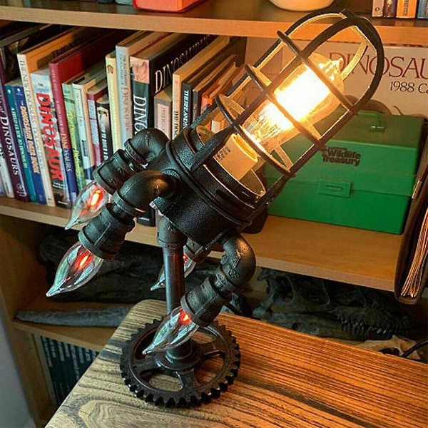 Retro Steampunk Bordslampa Industriell Raketlampa Heminredning