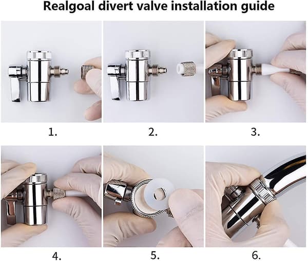 Diverterventil 10,5 mm slange til bordplade vandfiltre Vandrenser Ro System Hane Adapter Db