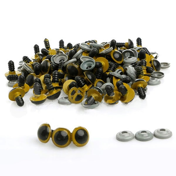 Haloppe 100 st 8-20 mm plast säkerhetsögon för nallebjörn docka djurdocka hantverk DIY Db Yellow 8mm