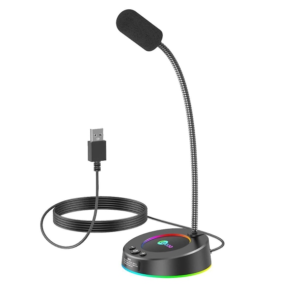 Mc01 kablet mikrofon fargerik lyseffekt 360 fleksibel mikrofon for nettbrett - usb