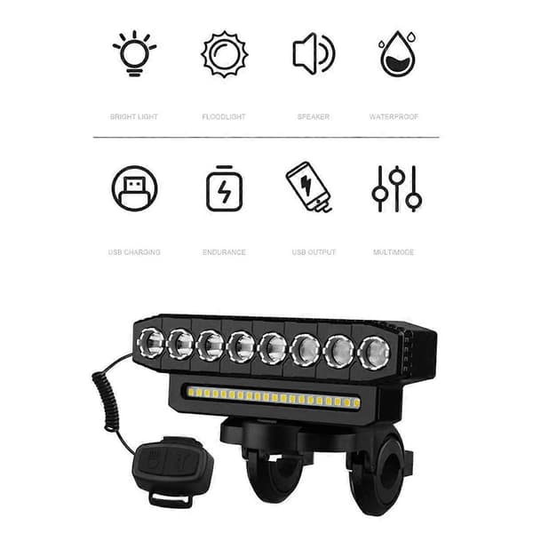 LED Sykkel Frontlykt LED Lys Bar Sykkel Frontlys, Stil 1 [DB] Black