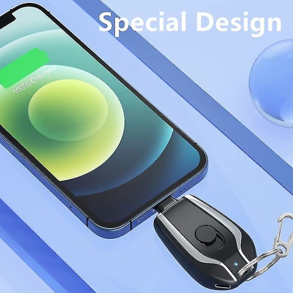1500mAh avaimenperäpuhelimen laturi, mini hätävirtalähde, yhteensopiva iPhonen tai Type-C-pikalatausvirtapankin avaimenperän kanssa [DB] Black For iphone