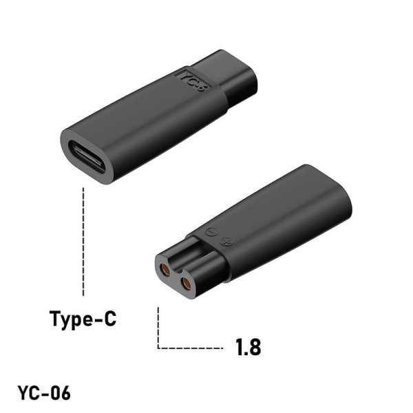 6 stk. Type-c opladeradapter barbering strømadapter til elektrisk hårtrimmer skægtrimmere, shavere, skønhedsinstrumenter db