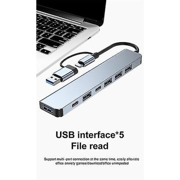 7 i 1 Dokkingstasjon Usb-c Aluminium Lading Usb 3.0 Hdmi Kompatibel Pd/tf Kort