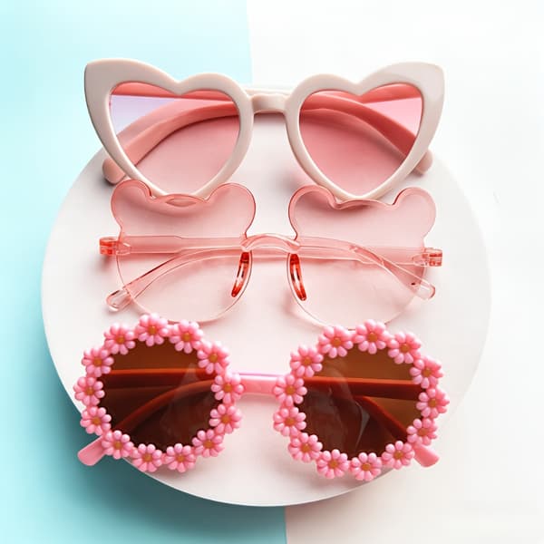 3 stk/4 stk Pink ' Serie | Oversized hjerteformede lyserøde briller med dekorative linser til påske, valentinsdag, fødselsdagsfester [YJD] Package D