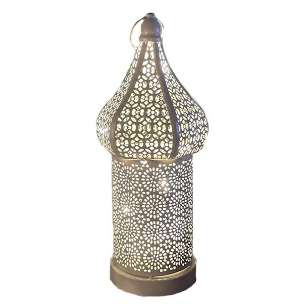 Hål Retro Lykta Marockansk Boho Hål-snidad Sladdlös Bärbar Bordslampa Romantisk Atmosfär Li [DB]