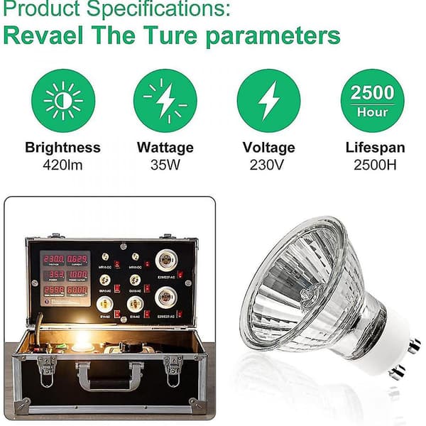 GU10 35 Watt Halogen Reflektorlampa Varmvit Dimbar, GU10 Halogen 35w Halogenlampor, GU10 Dimbar Varmvit {DB} 230V-50W 5 pcs