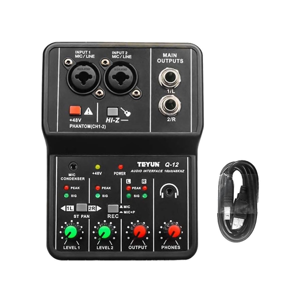 Lydkort Lydmixer 4-kanals 48v Power Soundboard Konsol Skrivebord System Interface Stereo Computer Lydkort