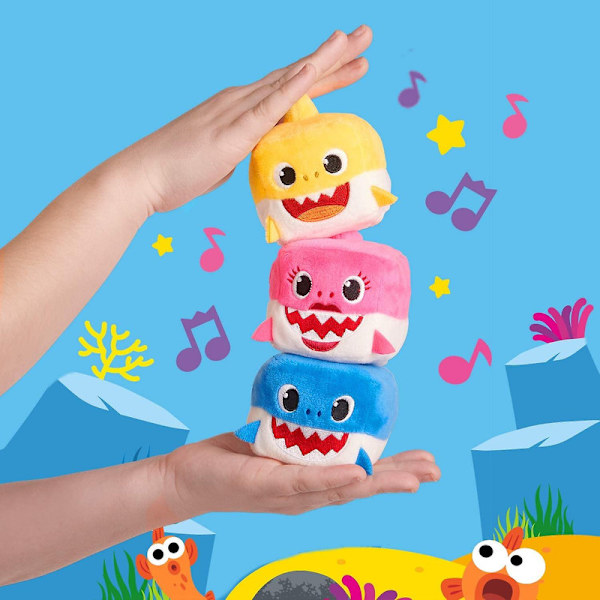 Baby Shark Sångkub, sjungande Daddy Shark Plysch, gosedjur för småbarn [DB] blue