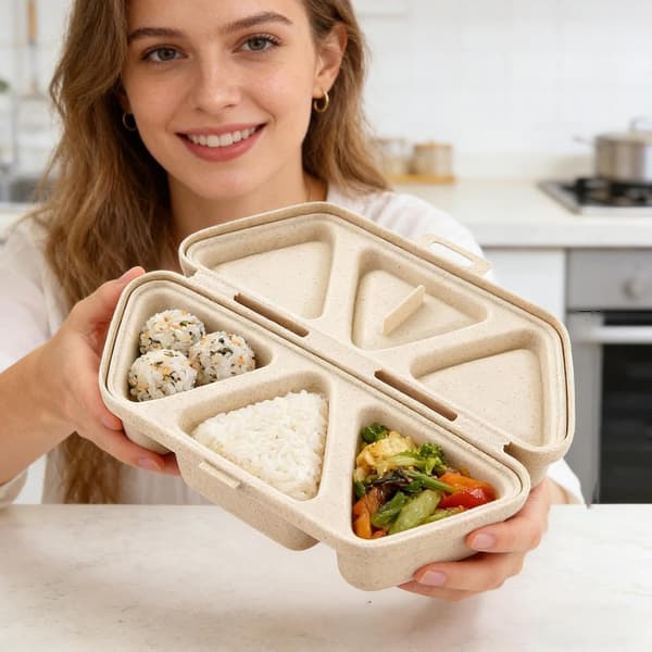 Sushiform, 6-håls non-stick köksredskap, triangulär risbollsform, hållbar bärbar stil, för hem, skola, kontor, picknick, camping, Tr[DB] Light Brown