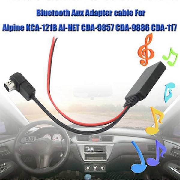 Bil Bluetooth AUX Adapter Trådløs Audio Telefonsamtale Håndfri Mikrofon for -121B AI-NET -9857 -98 Db black