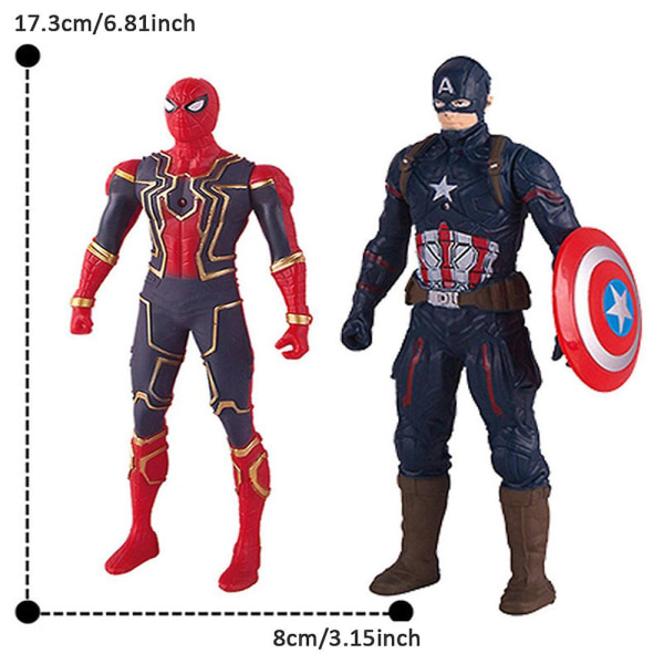 Iron-man Spider-man Action Figurer Captain America Legetøj Med Lys Desktop Ornament Børn Fødselsdagsgave Db Captain America